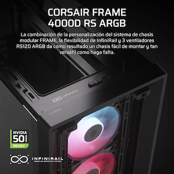 Imagen 2 de Corsair Frame 4000D RS ARGB Caja Modular ATX Mid-Tower para PC - Negro - Compatible con ASUS BTF, MSI Project Zero, Gigabyte Project Stealth - Altura 19.13 Pulgadas - Soporta Placas Base Micro ATX - Tipo Torre Mediana - Modelo B0DFHNV7TK