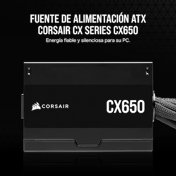 Imagen 2 de Corsair CX Series CX650 ATX 650W Fuente de Alimentación No Modular - Color Negro - Versión NA - Número de Parte CP-9020278-NA - Peso 2.32kg - Longitud 125mm