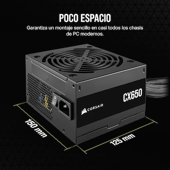 Imagen 5 de Corsair CX Series CX650 ATX 650W Fuente de Alimentación No Modular - Color Negro - Versión NA - Número de Parte CP-9020278-NA - Peso 2.32kg - Longitud 125mm