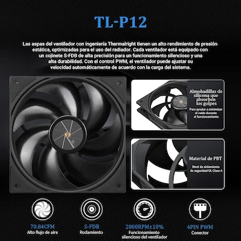 Imagen 5 de Thermalright FW PRO 360 Black - Refrigerador Líquido AIO para CPU de 360mm con Pantalla IPS LCD 320x320 Resolución y Pantalla LCD de Absorción Magnética de 2.73 Pulgadas, Compatible con AM4/AM5/Intel LGA1700/1851