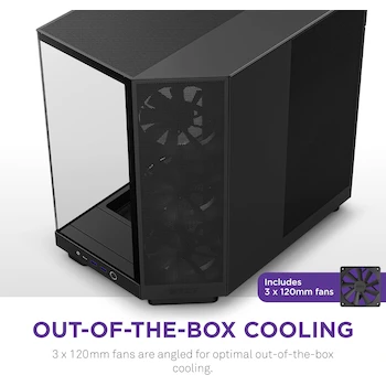 Imagen 4 de Gabinete NZXT H6 Flow (2023) CC-H61FB-01 Negro Mid Tower ATX/Micro-ATX/Mini-ITX Dimensiones 41.5x28.7x43.51 cm Peso 9.4 kg