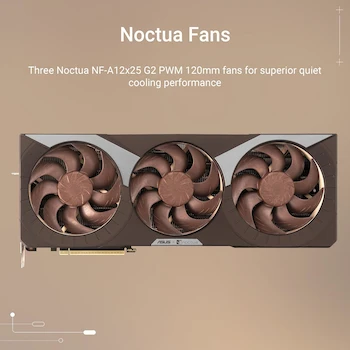 Imagen 2 de Tarjeta Gráfica ASUS NVIDIA GeForce RTX 5080 Noctua OC Edition 16GB GDDR7 Color Marrón Modelo RTX5080-O16G-NOCTUA Dimensiones 385 x 151 x 80 mm Serie GeForce RTX 50