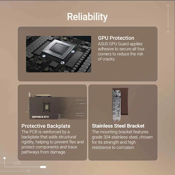 Imagen 5 de Tarjeta Gráfica ASUS NVIDIA GeForce RTX 5080 Noctua OC Edition 16GB GDDR7 Color Marrón Modelo RTX5080-O16G-NOCTUA Dimensiones 385 x 151 x 80 mm Serie GeForce RTX 50