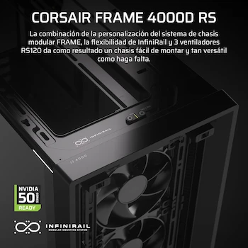 Imagen 2 de Corsair FRAME 4000D RS Caja Modular Mid-Tower ATX para PC con Sistema InfiniRail Negro