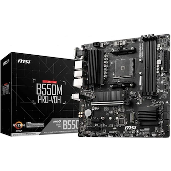 Imagen alusiva al producto MSI B550M PRO-VDH Placa Base Motherboard AMD B550 Socket AM4 Micro ATX Negra Serie PRO
