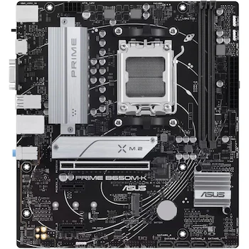 Imagen 2 de Tarjeta Madre ASUS Prime B650M-K Negra Socket AM5 Chipset B650 Micro ATX 24.4x22.1 cm 2x DDR5 Slots Max 96GB 2x M.2 Slots 4x SATA Ports USB-C