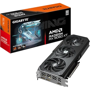 Imagen alusiva al producto Tarjeta Gráfica GIGABYTE Radeon RX 9060 XT GAMING OC 8G, Color Negro, Modelo GV-R9060XTGAMING OC-8GD, Capacidad 8GB GDDR6, Serie GAMING OC