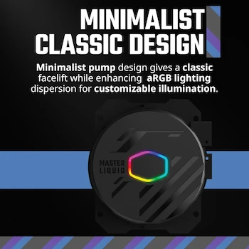 Imagen 3 de Cooler Master MasterLiquid 360L Core Black 360mm Close-Loop AIO Liquid Cooler, Model MLW-D36M-A18PZ-R1, Compatible with AMD AM5/AM4/AM3+/AM3/AM2+/AM2/FM2+/FM2/FM1, Intel LGA1700/LGA1200/LGA1151/LGA1150/LGA1155/LGA1156