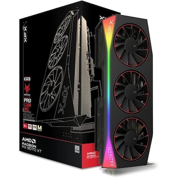 Imagen alusiva al producto XFX Mercury AMD Radeon RX 9070 XT OC Magnetic Air Edition Graphics Card, Model RX-97TMARGB9, 16GB GDDR6, Black