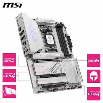 Imagen 5 de MSI MPG X870E Edge TI WiFi Placa Base ATX Blanca Silver-White AM5 para AMD Ryzen 9000/8000/7000