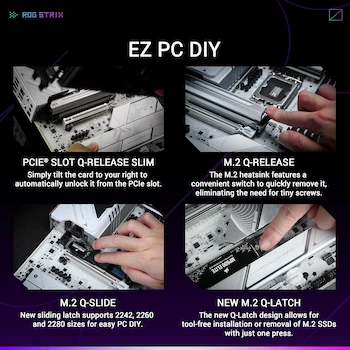 Imagen 5 de ASUS Tarjeta Madre ROG Strix Z890-A Gaming WiFi, ATX, LGA1851 para Intel Core Ultra Serie 2, DDR5, Color Blanco