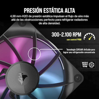 Imagen 5 de CORSAIR iCUE LINK RX120 RGB Ventiladores PWM de 120 mm con iCUE LINK System Hub - Paquete Triple - Negro