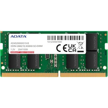 Imagen alusiva al producto ADATA Premier DDR4 8GB 2666MHz SODIMM Memoria RAM para Laptop Modelo AD4S26668G19-SGN Verde