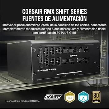 Imagen 2 de Corsair RM850x Shift 850W Fuente de Alimentación Totalmente Modular ATX - Negro