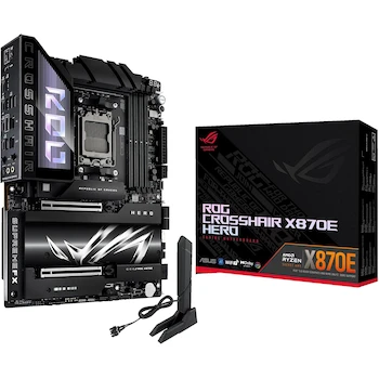 Imagen alusiva al producto ASUS ROG Crosshair X870E Hero - Tarjeta Madre AMD X870E Socket AM5 ATX Negra, Serie ROG Crosshair Hero