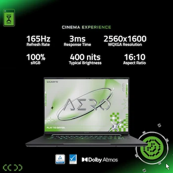 Imagen 5 de GIGABYTE AERO X16 Copilot+ PC Laptop, Lunar White, Model 1WH93USC64DH, 16" 2560x1600 WQXGA Display, AMD Ryzen AI 7 350 Processor, NVIDIA GeForce RTX 5070 GPU, 32GB DDR5 RAM, 1TB SSD, Windows 11 Home