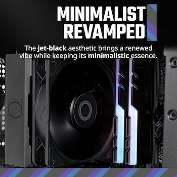 Imagen 2 de Cooler Master Hyper 212 Black Edition CPU Air Cooler Silencio Series Model RR-212S-20PK-R1 120mm Fan 4 Heat Pipes Black