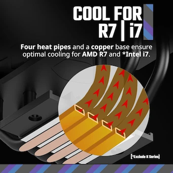 Imagen 3 de Cooler Master Hyper 212 Black Edition CPU Air Cooler Silencio Series Model RR-212S-20PK-R1 120mm Fan 4 Heat Pipes Black