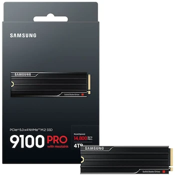 Imagen 3 de Samsung 9100 PRO SSD Interno 4TB con Disipador de Calor Negro PCIe Gen 5.0 x4 NVMe M.2 2280 Serie PRO