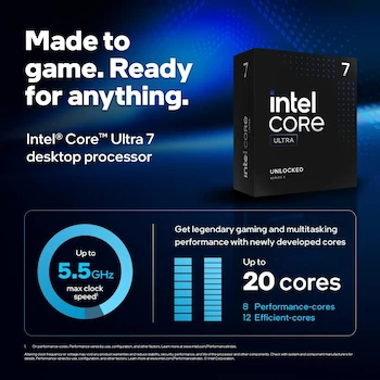 Imagen 2 de Intel Procesador Core Ultra 7 265KF Serie 2 Arrow Lake Desktop 20 Núcleos Modelo BX80768265KF Boxed Sin Gráficos Integrados LGA 1851