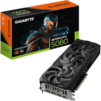 Imagen de referencia para GIGABYTE GeForce RTX 5080 WINDFORCE OC SFF 16G Tarjeta Gráfica, Modelo GV-N5080WF3OC-16GD, 16GB GDDR7, Bus de Memoria 256-bit, Interfaz PCI-E 5.0
