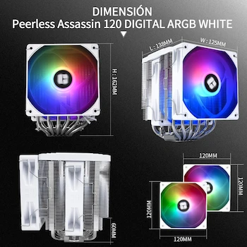 Imagen 4 de Thermalright Peerless Assassin 120 Digital ARGB White CPU Air Cooler Dual Tower 120mm