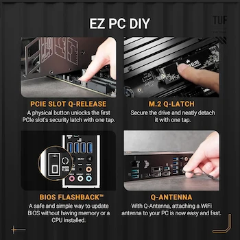Imagen 4 de Black ASUS TUF Gaming Series X870-PLUS WiFi Model AMD AM5 Socket X870 Chipset ATX Form Factor Motherboard for Ryzen 9000 8000 7000 Series Processors with DDR5 256 GB Max Memory Capacity and Four M.2 Storage Slots