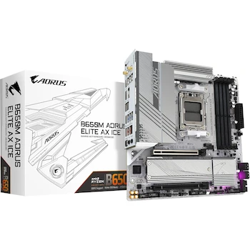 Imagen de referencia para GIGABYTE B650M AORUS Elite AX Ice Placa Base Motherboard AM5 LGA 1718 AMD B650 mATX Blanco White Serie AORUS Elite AX Ice