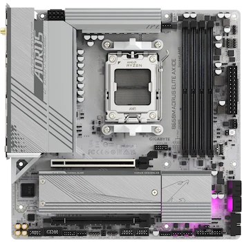 Imagen 2 de GIGABYTE B650M AORUS Elite AX Ice Placa Base Motherboard AM5 LGA 1718 AMD B650 mATX Blanco White Serie AORUS Elite AX Ice