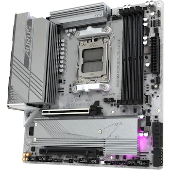 Imagen 4 de GIGABYTE B650M AORUS Elite AX Ice Placa Base Motherboard AM5 LGA 1718 AMD B650 mATX Blanco White Serie AORUS Elite AX Ice