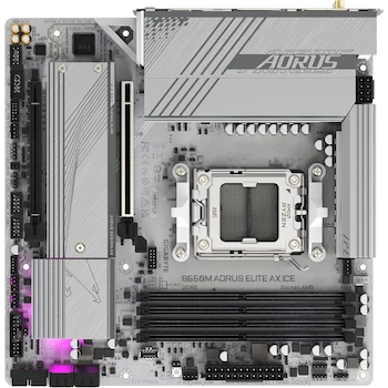 Imagen 5 de GIGABYTE B650M AORUS Elite AX Ice Placa Base Motherboard AM5 LGA 1718 AMD B650 mATX Blanco White Serie AORUS Elite AX Ice