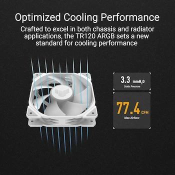 Imagen 3 de ASUS TUF Gaming TR120 Ventilador Blanco ARGB de 120 mm Marco 28 mm Matriz LED Doble Capa Patrón Lateral