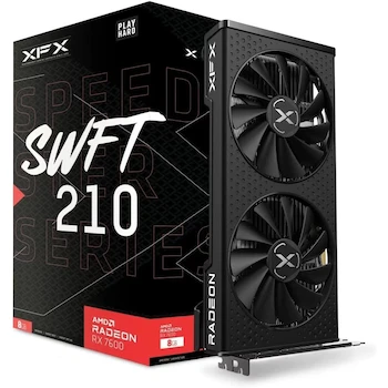 Imagen de referencia para XFX Speedster SWFT210 Radeon RX 7600 Core Edition Black 8GB GDDR6 AMD RDNA 3 Tarjeta Gráfica Modelo RX-76PSWFTFY