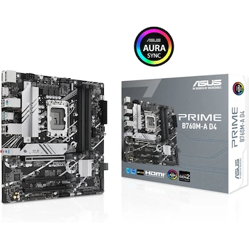 Imagen 2 de ASUS PRIME B760M-A D4 Tarjeta Madre Intel B760 LGA 1700 mATX DDR4 Negra para 12th/13th Gen