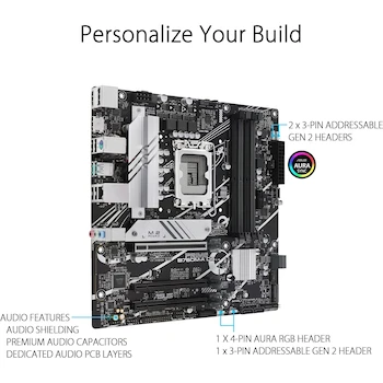 Imagen 5 de ASUS PRIME B760M-A D4 Tarjeta Madre Intel B760 LGA 1700 mATX DDR4 Negra para 12th/13th Gen