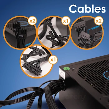 Imagen 5 de Archy MAX02 Fuente de Poder Gaming 750W 80 Plus Gold para PC Gamer Color Negro con Ventilador de 120mm