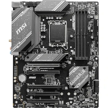 Imagen 2 de MSI B760 Gaming Plus WiFi Placa Base ATX, Chipset Intel B760, Socket LGA 1700, Soporta Procesadores Intel Core 12ª/13ª/14ª Gen, Pentium Gold y Celeron, Memoria DDR5 hasta 256GB, 4 Ranuras, Dimensiones 243.84 x 304.8 mm