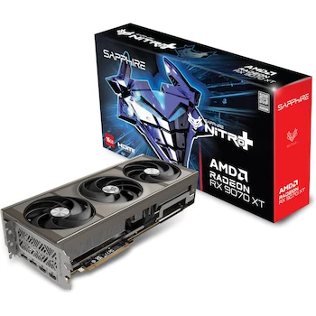 Imagen de referencia para Tarjeta gráfica Sapphire Nitro+ AMD Radeon RX 9070 XT Gaming OC 16GB GDDR6, AMD RDNA 4, Modelo 11348-01-20G, Dimensiones 330.8(L) x 128.5(W) x 65.68(H) mm, 3.2 slot ATX