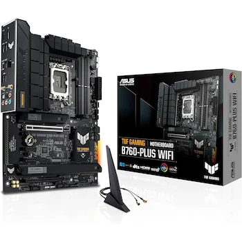 Imagen de referencia para ASUS TUF Gaming B760-PLUS WiFi Intel B760 LGA 1700 ATX Placa Base para Procesadores Intel Core 14ª 13ª 12ª Generación Pentium Gold Celeron, Serie TUF Gaming, Modelo B760-PLUS WiFi, Color Negro, Dimensiones 305 mm x 244 mm