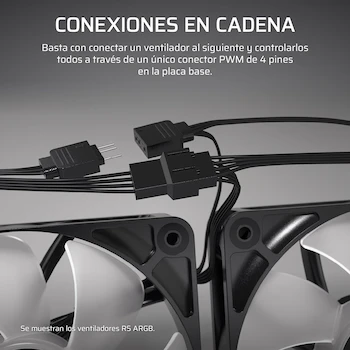 Imagen 3 de Corsair RS120 120mm Ventiladores PWM (Modelo CO-9050189-WW) – Paquete Triple – Negro