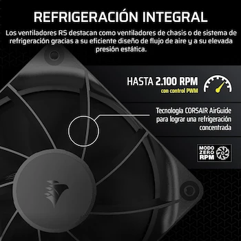 Imagen 4 de Corsair RS120 120mm Ventiladores PWM (Modelo CO-9050189-WW) – Paquete Triple – Negro