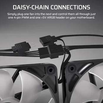 Imagen 5 de Corsair RS120 ARGB Ventiladores PWM 120mm Serie RS Paquete Triple Negro