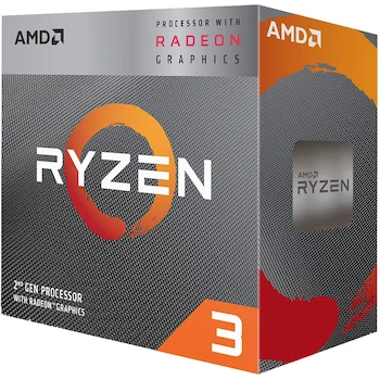 Imagen de referencia para Procesador AMD Ryzen 3 3200G con Gráficos Integrados Radeon Vega 8, 4 Núcleos, 4 Hilos, Velocidad Base 3.6 GHz, Socket AM4, Caché Total 6 MB, TDP 65 W, Arquitectura Zen+, Proceso 12 nm, Incluye Disipador Wraith Stealth