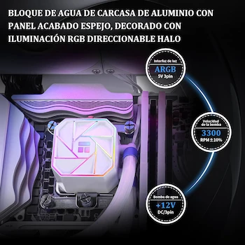 Imagen 4 de Thermalright AQUA ELITE 360 White V3 Refrigeración Líquida CPU, 360mm, Blanco, con 3 Ventiladores PWM ARGB S-FDB, Bomba PWM, para AMD AM4/AM5, Intel LGA1150/1151/1155/1156/1200/2011/1700/2066