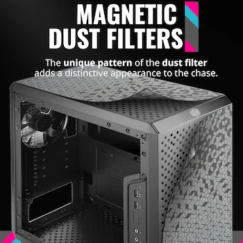 Imagen 2 de Cooler Master MasterBox Q300L MCB-Q300L-KANN-S00 - Gabinete Micro-ATX Mini Tower, Panel Lateral Acrílico Transparente, Filtro de Polvo Magnético, Negro