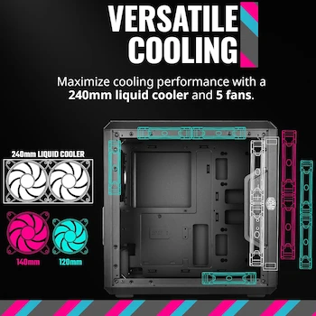 Imagen 4 de Cooler Master MasterBox Q300L MCB-Q300L-KANN-S00 - Gabinete Micro-ATX Mini Tower, Panel Lateral Acrílico Transparente, Filtro de Polvo Magnético, Negro