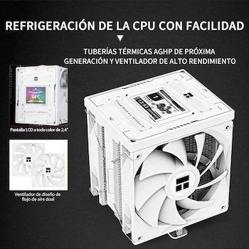 Imagen 4 de Thermalright Burst Assassin 120 Vision White 6 tubos de calor de 6 mm con disipador de calor de torre individual, refrigerador de CPU con pantalla IPS de 2.4 pulgadas resolución 320x240, altura 156 mm, compatible con LGA1851/1700/AM4/AM5