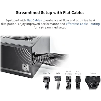 Imagen 3 de MONTECH APX 750W Fuente de Alimentación No Modular ATX, Color Negro, Modelo APX 750W, Serie APX, Capacidad 750W, Dimensiones 150mm x 86mm x 140mm