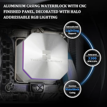 Imagen 4 de Thermalright Frozen Edge 240 FE240 Blanco Enfriador Líquido AIO para CPU Radiador 240mm con Ventiladores PWM de 120mm Serie Frozen Edge