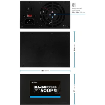 Imagen 3 de Acteck Fuente de Poder PC 500W Blazar Prime FT500P ATX Negro AC-938143 B0CN1MRPJQ